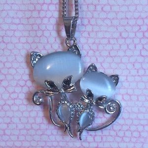 Betsey Johnson Twin Kittens Necklace & Earrings